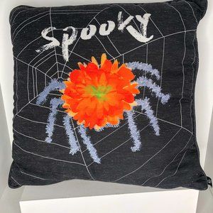 Edith Spooky Gray Pillow Spider Web 19" x 19"